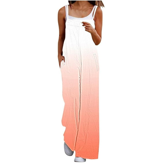 successthop Womens One Pieces Jumpsuit Plus Size Sleeveless High Waist Wide Leg Long Floral Lounge Wear with Pockets M