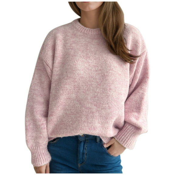 successthop Womens Oversized Sweater Knit Long Sleeve Top Chunky Crewneck Fall Winter Knitwear Ribbed Cuff Solid Clothes