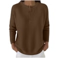 thumbnail image 1 of successthop Womens Oversized Sweaters Plus Size Casual Button Crewneck Clothes Ribbed Cuffs Tops Solid Knitwear Brown, 1 of 6