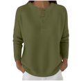 thumbnail image 1 of successthop Womens Oversized Sweaters Plus Size Casual Button Crewneck Clothes Ribbed Cuffs Tops Solid Knitwear Green, 1 of 7