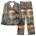 thumbnail image 1 of successthop Womens Plus Size Christmas Pajamas Santa Long Sleeve Lapel Button Sleepwear and Pj Pant Xmas Nightwear Blue, 1 of 6