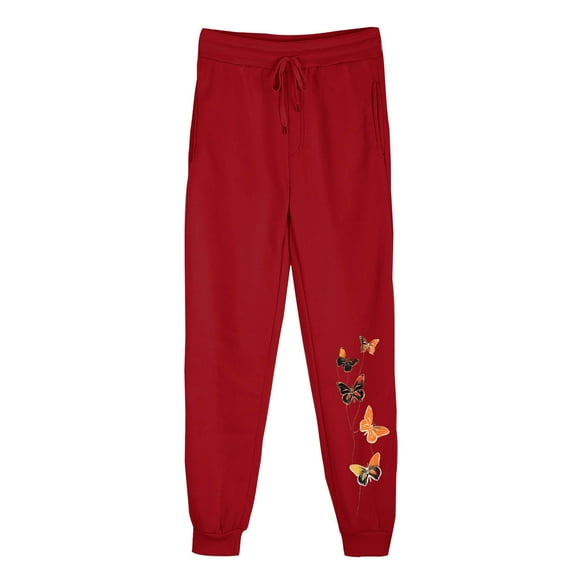 successthop Womens Plus Size Sweatpants Fleece Pants with Pockets Printed Elastic Sportpants Drawstring Trousers