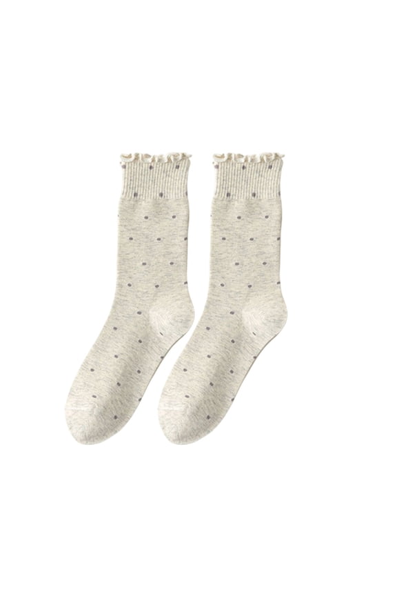 Womens Quarter Socks Cute Ladies Crew Soft Comfortable Casual Polka Dots Summer Sock for Gifts Gray