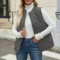 thumbnail image 1 of successthop Womens Quilted Vest Solid Plus Size Outerwear Zip Up Sleeveless Waistcoat with Pockets Winter Warm Coat, 1 of 9