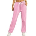 thumbnail image 1 of successthop Womens Sweatpants High Waist Pants with Pockets Solid ELastic Sportpants Drawstring Workout Trousers Pink, 1 of 5