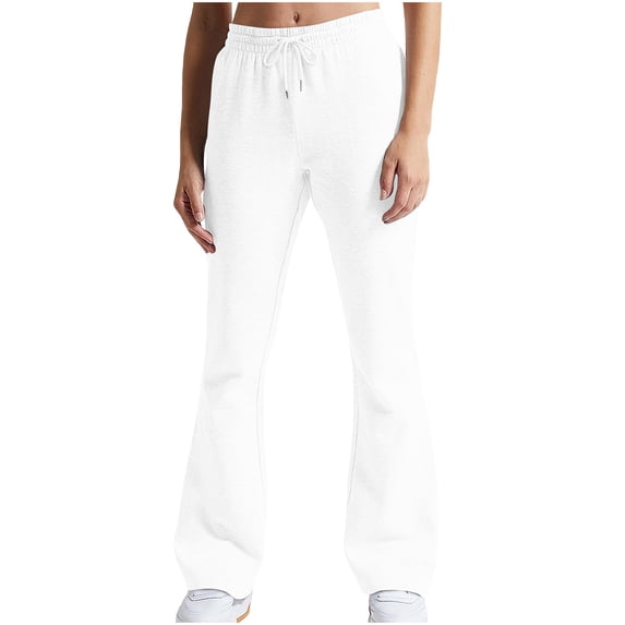successthop Womens Sweatpants Pants Solid ELastic Waist Sweatpant Drawstring Lightweight Casual Trousers White