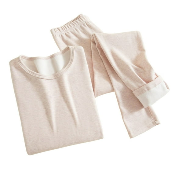 successthop Womens Thermal Underwear Sets Fleece Long Johns Soft Long Sleeve Crewneck Tops and Comfortable Leggings Pink