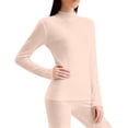 thumbnail image 1 of successthop Womens Thermal Underwear Sets Winter Plus Size Lightweight Soft Long Sleeve Crewneck Tops and Leggings Pink, 1 of 5