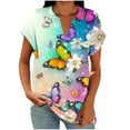 thumbnail image 1 of successthop Womens Tunic Tops with Buttons Oversized V Neck with Button Clothes Short Sleeve T Shirts Floral Shirts S, 1 of 6