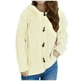 thumbnail image 1 of successthop Womens V Neck Knit Sweater Cable Knit Long Sleeve Tops Chunky Hooded Cardigan Ribbed Cuff Solid Clothes S, 1 of 6