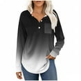 thumbnail image 1 of successthop Womens V Neck Shirts Long Sleeve Tunic Tops Button Pullover T Shirts Print Casual Clothes Black S, 1 of 7