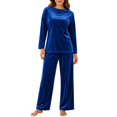 thumbnail image 1 of successthop Womens Velvet Sweatsuit Set 2 Piece Casual Long Sleeve Crewneck Pullover Tops and Pant Solid Tracksuit, 1 of 7