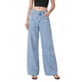 thumbnail image 1 of successthop Womens Wide Leg Jeans Denim Pant Loose Open Bottom Trousers Flowy Summer Vacation Clothes with Pockets Blue, 1 of 9