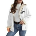 thumbnail image 1 of successthop Womens Winter Coat Oversized Fleece Jacket Hooded Long Sleeve Zipper Fall with Pockets Stylish Outwear, 1 of 7
