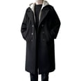 thumbnail image 1 of successthop Wool Blend Coat Men Fake Two Pieces Hooded Jackets with Pockets Double Breasted Clothes Solid Stylish Trench, 1 of 9