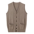thumbnail image 1 of successthop Wool Sweaters for Men Cardigan Sleeveless Button Up V Neck Tops Winter Layer Look Knitwear with Pockets, 1 of 6