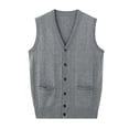 thumbnail image 1 of successthop Wool Sweaters for Men Cardigan Sleeveless Button Up V Neck Tops Winter Layer Look Knitwear with Pockets, 1 of 4