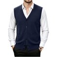 thumbnail image 1 of successthop Wool Sweaters for Men Cardigan Sleeveless V Neck Tops Button Up Knitwear Light Solid Fall Casual Clothes XL, 1 of 7