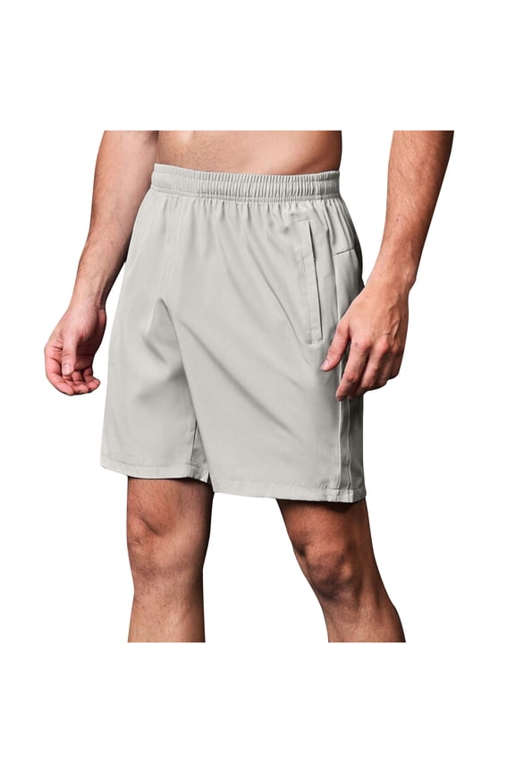 Workout Shorts Mens Stretch Elastic Waist Shorts Drawstring Bottoms Breathable Clothes with Pockets Khaki
