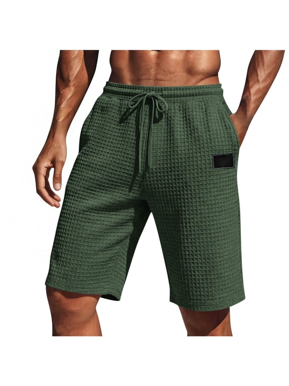 Workout Shorts for Men Knee Length Sweatpant Shorts Drawstring Bottoms Big and Tall Loose Workout Clothes 2XL