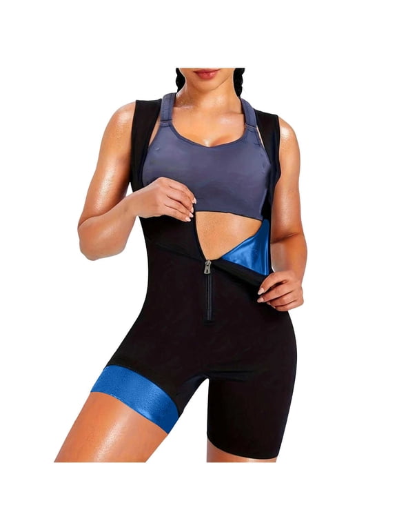 Zip Up Shapewear for Women Open Bust Bodysuit Solid Sleeveless Romper Gym Workout Fall Body Shaper