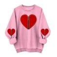thumbnail image 1 of successthop Zip Up Sweatshirt No Hood Women Heart Casual Crewneck No Hood Clothes Long Sleeve Outfits Vacation Tops S, 1 of 6
