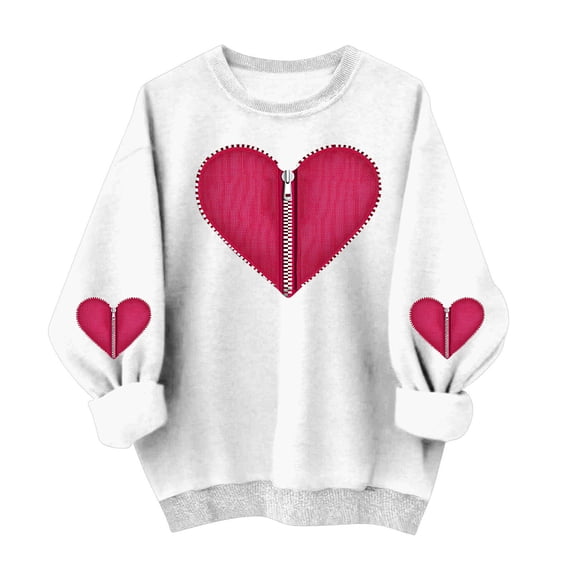 successthop Zip Up Sweatshirts for Women Heart Casual Crewneck No Hood Tops Long Sleeve Outfits Festival Clothes 2XL