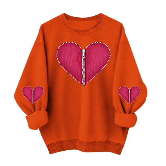 successthop Zip Up Sweatshirts for Women Heart Casual Crewneck No Hood Tops Long Sleeve Outfits Festival Clothes L