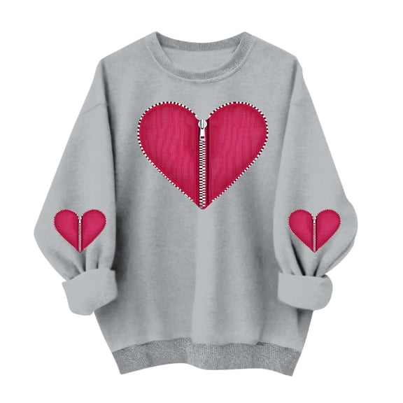 successthop Zip Up Sweatshirts for Women Heart Casual Crewneck No Hood Tops Long Sleeve Outfits Festival Clothes XL