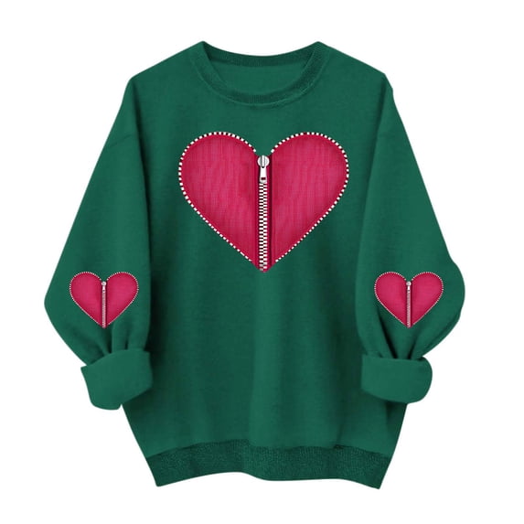 successthop Zip Up Sweatshirts for Women Heart Casual Crewneck No Hood Tops Long Sleeve Outfits Festival Clothes XL