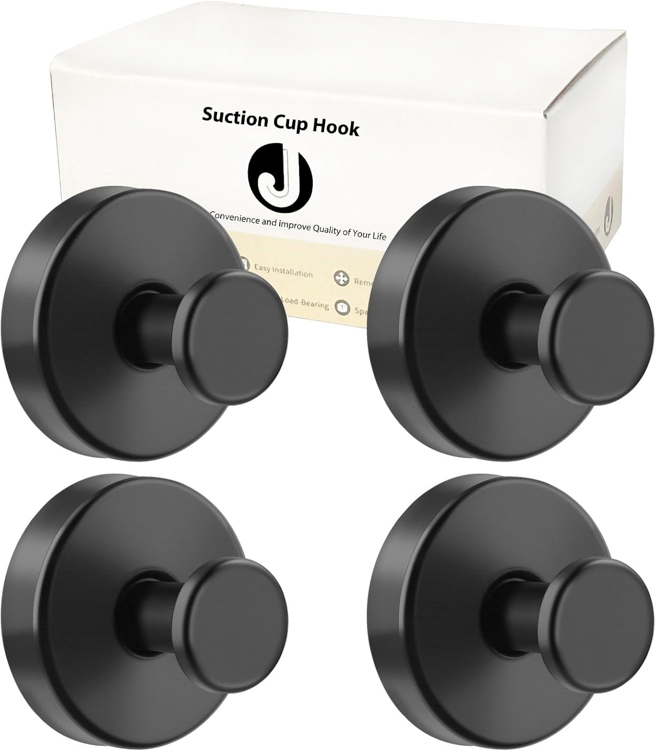 Stusgo 4-Piece Set Matte Black Towel Hooks Stainless Steel