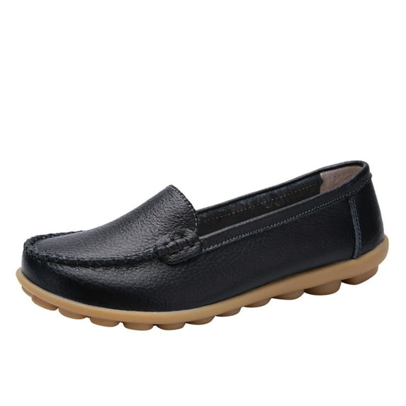 suguoo Classic Penny Loafers Driving Moccasins for Women Slip on Soft Flat Shoe Comfort Walking Shoe