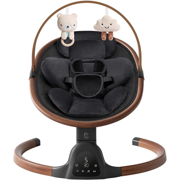 suihuooo Baby Swing for infants Newborn with Bluetooth and 5 Speed Built-in Soothe Melodies 5-Point Harness,Black