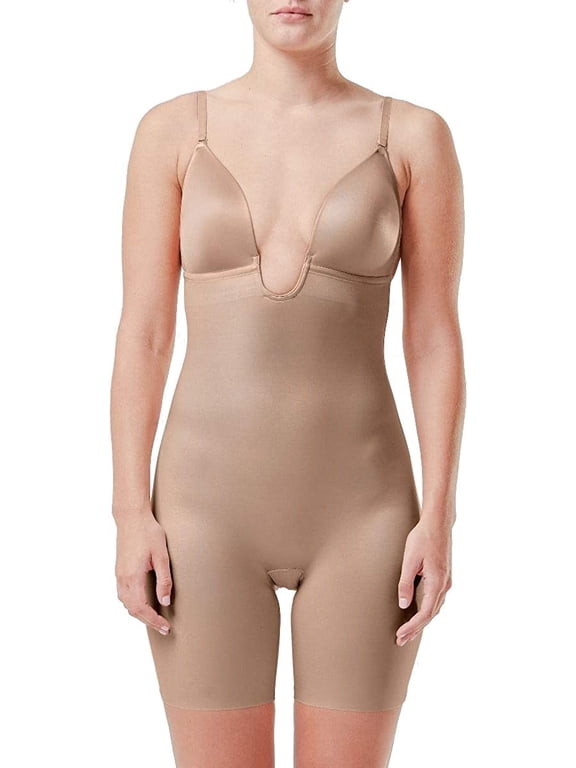 suit your fancy plunge low-back mid-thigh bodysuit