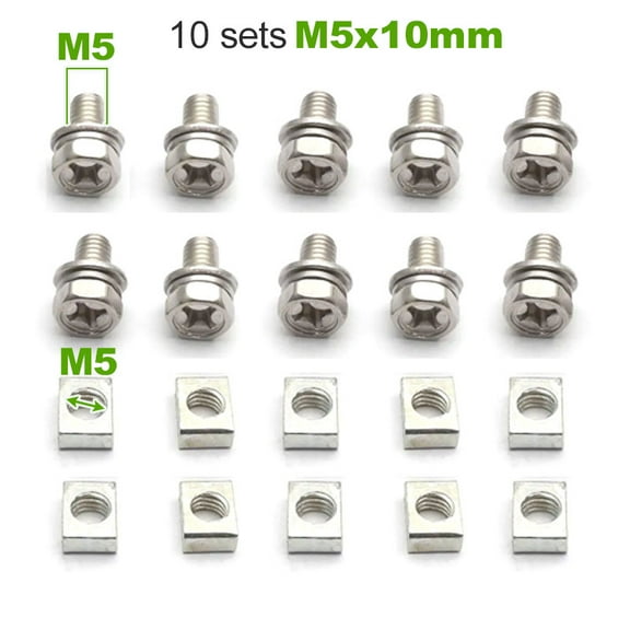 Suitable for 10 Set Universal Motorcycle Scooter ATV Dirt Bike Battery Terminal Nut and Bolt Screws M5x10mm M6x12mm 4Ah 5Ah 6AH 7Ah