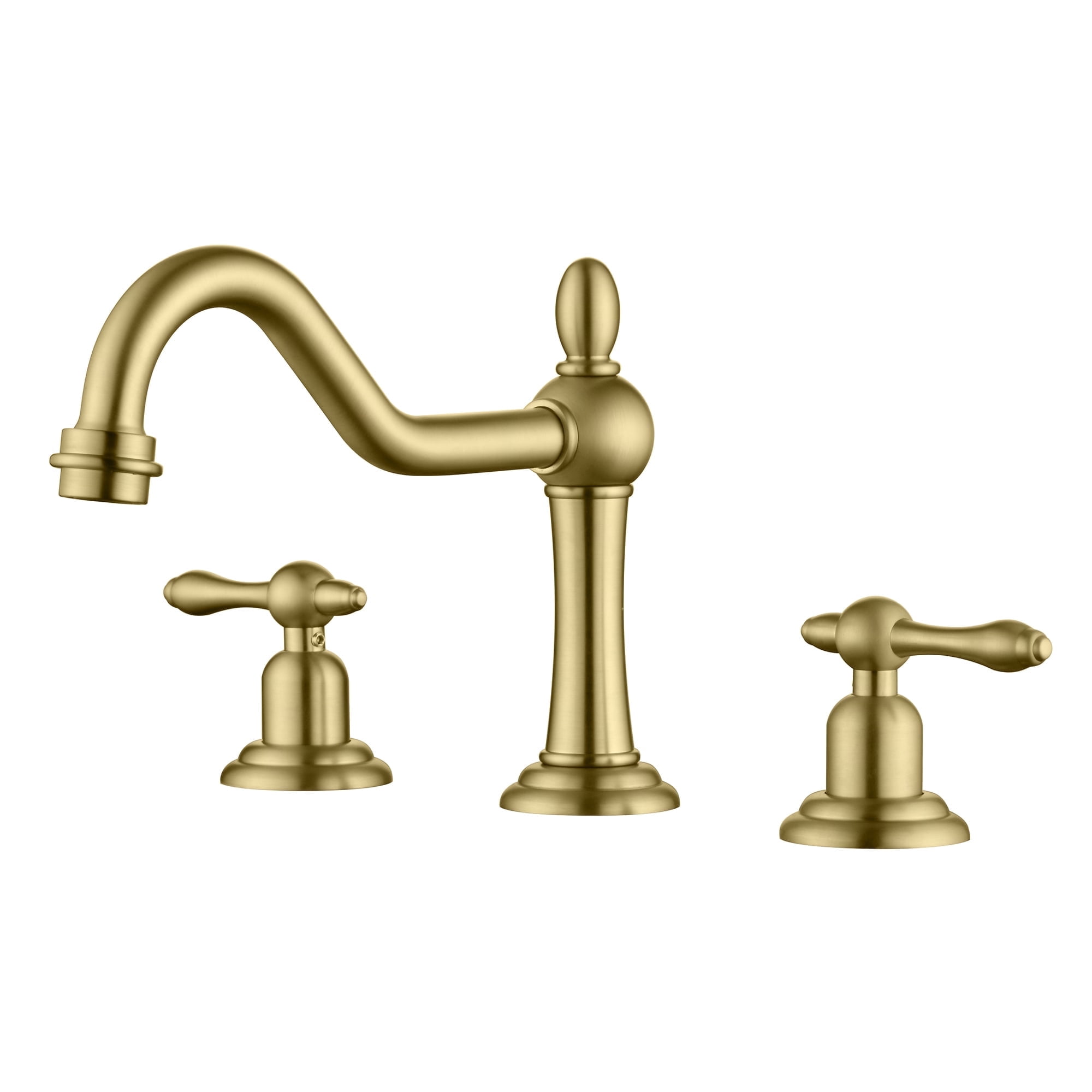 sumerain 3 Hole Bathroom Sink Faucet Brushed Gold, 8 Inch Widespread Bathroom Lavatory Faucet Two Handle