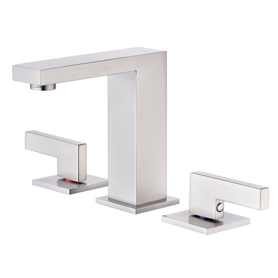 sumerain 8 Inch Widespread Brushed Nickel Bathroom Faucet 2 Handles Lavatory Faucet with Quick Install Hose