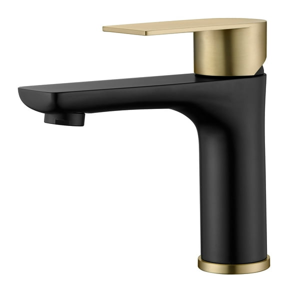 sumerain Bathroom Faucet Stainless Steel Bathroom Sink Faucet Single Hole Bathroom Faucet Single Handle Black and Gold Vanity Faucet with Water Supply Lines