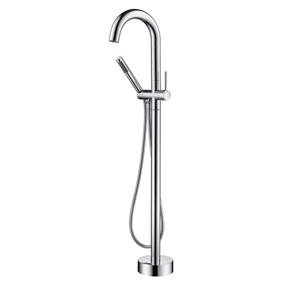 Sumerain Freestanding Bathtub Faucet with Hand Shower, Floor Mounted, High Flow, Chrome