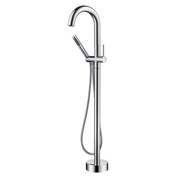 sumerain Brass Freestanding Bathtub Faucet with Handheld Shower, High Flow Floor Mounted Tub Filler Faucet with Swivel Spout Chrome