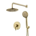thumbnail image 1 of sumerain Brushed Gold Bathroom Shower System with 9 Spray Modes Rainfall Shower Head and Filtered Handheld Shower, Rough-In Valve and Trim Included, 1 of 12