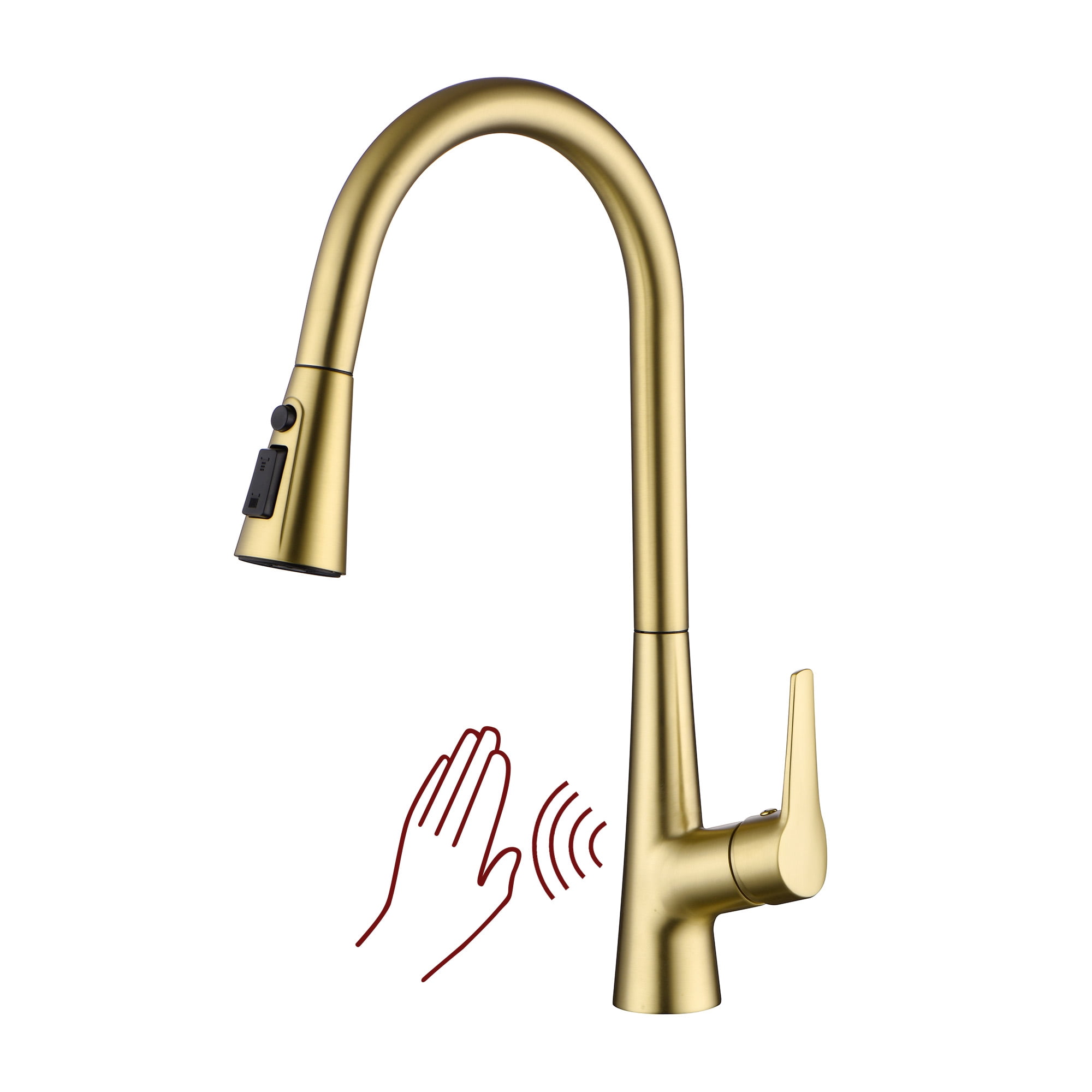 sumerain Brushed Gold Touchless Kitchen Sink Faucet with Pull Down Sprayer,Hands Free Motion Sensor Kitchen Sink Faucet