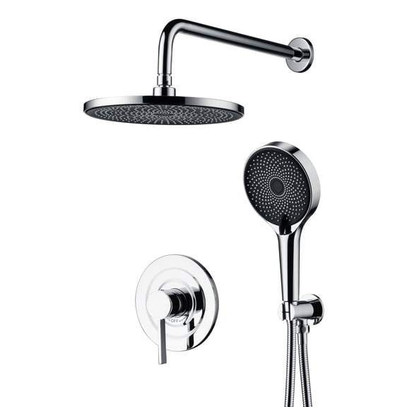 sumerain Chrome Shower System with High Pressure 10'' Rainfall Shower Head, Shower Faucet Complete set with Rough-in Valve and Trim Kit