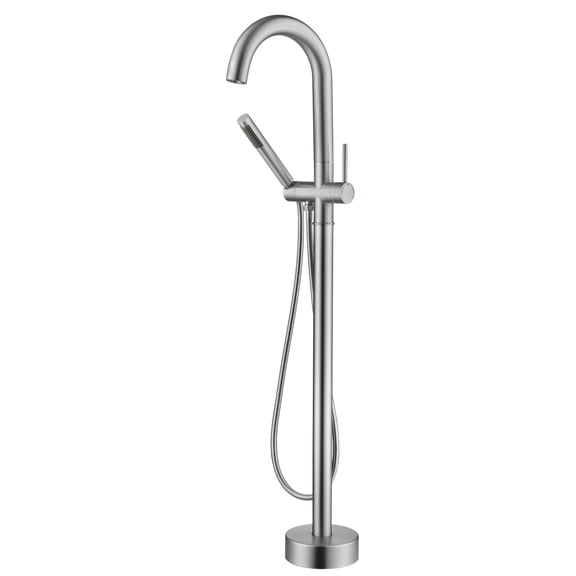 sumerain Freestanding Tub Faucet High Flow with Hand Shower,Modern Floor Mount Tub Filler Faucet Brushed Nickel