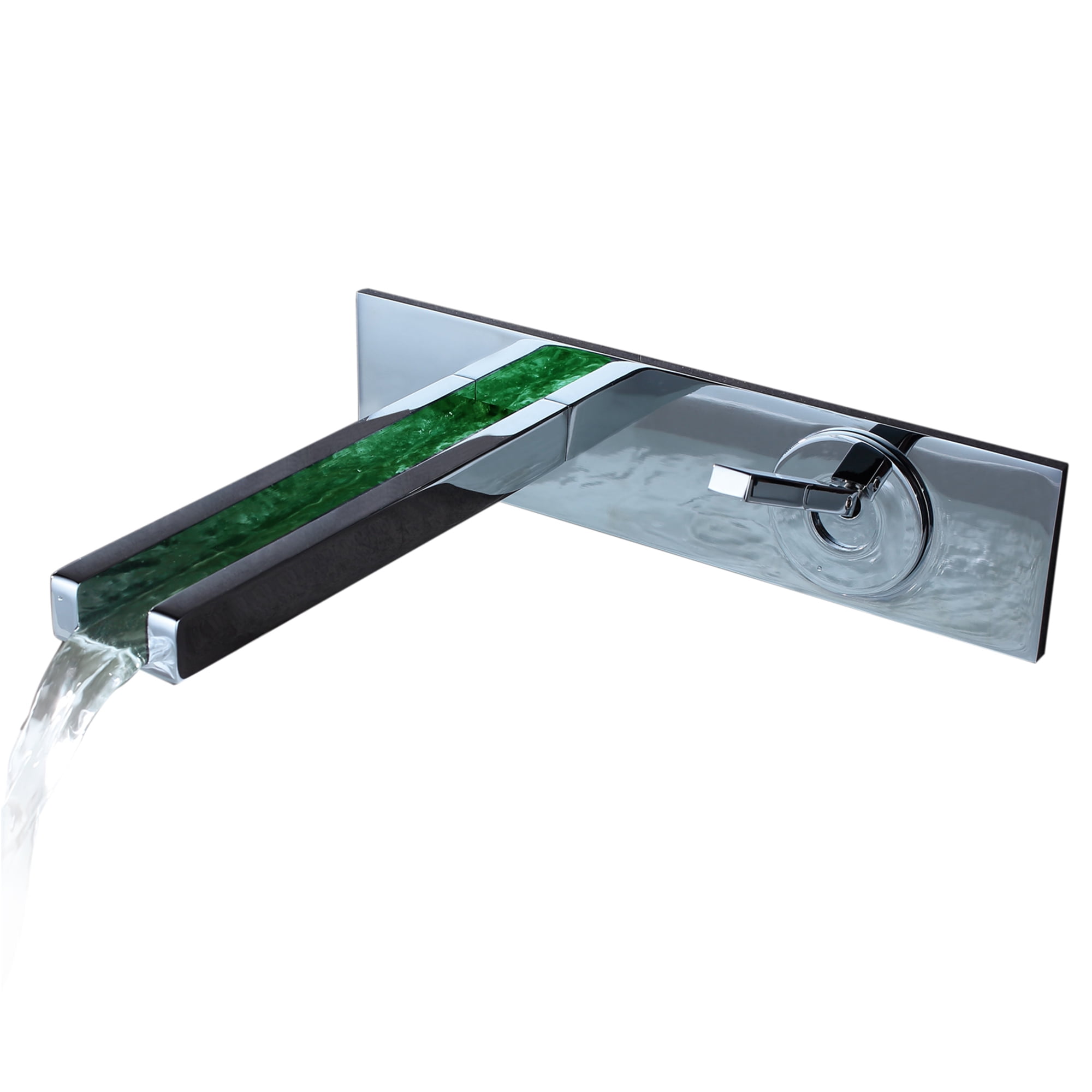 Chrome Wall Mount LED Waterfall Bathroom Sink Faucet