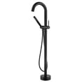 thumbnail image 1 of sumerain Matte Black Freestanding Bathtub Faucet, Floor Mount Tub Faucet with Hand Shower Brass Single Handle Tub Filler with Swivel Spout, 1 of 16