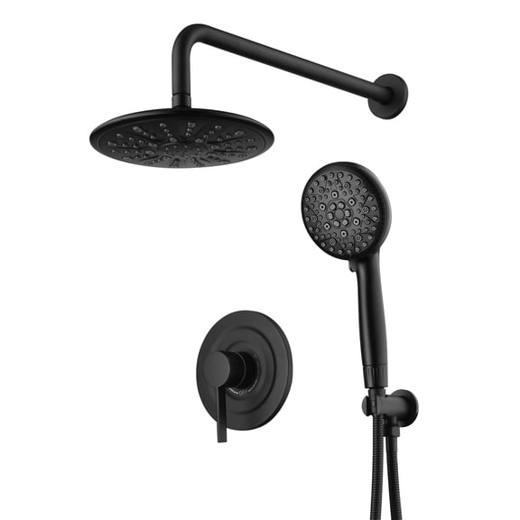sumerain Matte Black Shower System with High Pressure 9 Modes Rainfall Shower Head and Filtered Handheld Shower, Shower Valve and Trim Kit