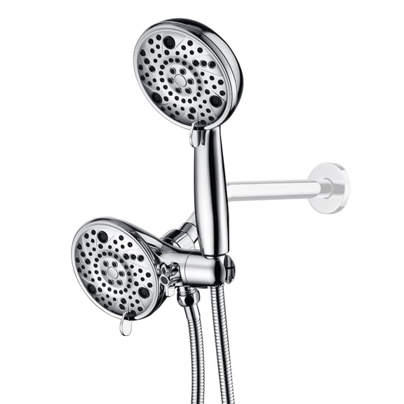 Sumerain Rain Shower Head 2-in-1 Combo, 8 Settings High Pressure Modern Shower Heads with Adjustable Handheld Spray, Chrome