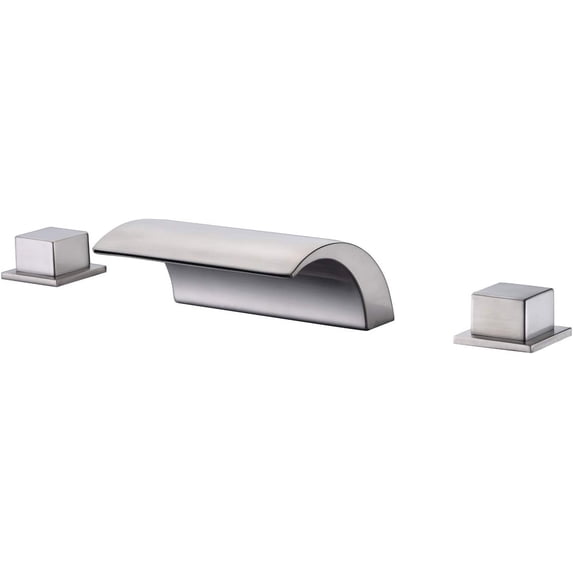 sumerain Roman Tub Faucets Brushed Nickel,Waterfall Spout for High Flow Rate,Include Valve and Trim Set 3 Holes Brushed Nickel