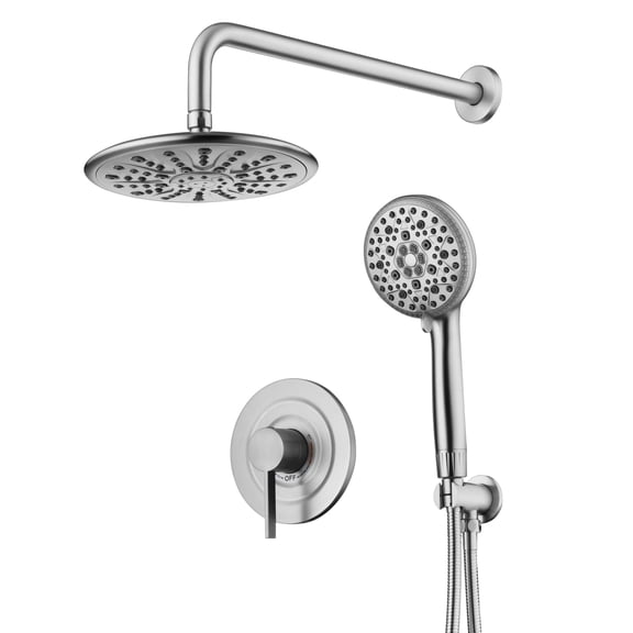 sumerain Shower System Brushed Nickel Shower Faucet Set with 9 inches High Pressure Rain Shower Head and Filtered Handheld Shower for Hard Water